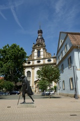 Church and Pilgrim Statue